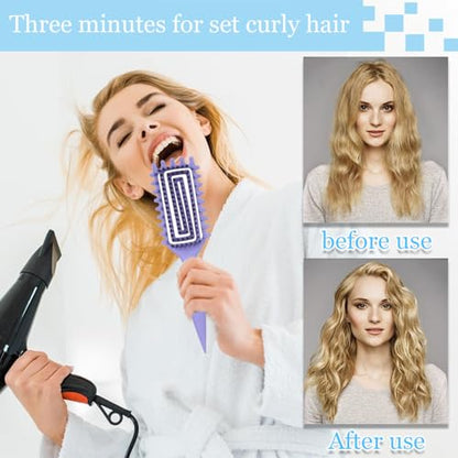 Curly Hair Brush,Curl Defining Brush,Slick Back Hair Brush,Rat Tail Comb,Edge Bristle Brush,Clip Claw,Bow,Satin Scrunchies,No Damage Hair Ties,Scarf Hair Ties,Gifts For Women,Best Gift Set(Purple) - color: Exquisite gift box（Purple)