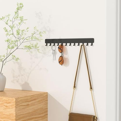 Necklace Holder Wall Mounted,Self Adhesive Jewelry Organizer,2 Pack,Black | Modern Design,24 Hooks for Jewelry,Self Adhesive No Drilling,Durable Metal Design,for bedroom/closet/bathroom/vanity - color: Black