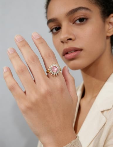 Anxiety Rings for Women – Adjustable Flower Spinner Ring, Daisy & Sunflower Fidget Ring, Gold Plated Calming Jewelry - style: Style 06