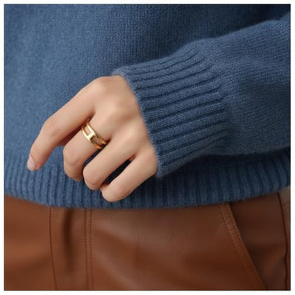 Gold Open Geometric Adjustable Ring, 18K Yellow Gold Plated over Stainless Steel, Modern Minimalist Design, Women's Fashion Jewelry, Tarnish Resistant, Adjustable sizes 6-8