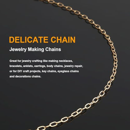 KYUNHOO 32.8FT/10M KC Gold Plated Iron Jewelry Making Chains Small Paperclip Chain Spool on Roll for Craft Making with Lobster Clasps and Jump Rings - color: Thin Paperclip Gold