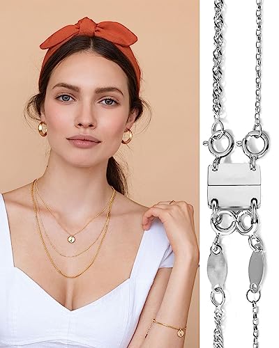 Dailyacc Layering Magnetic Necklace Clasp,18 K Gold and Silver Separator for Stackable Necklaces - color: 2PCS - 2 Gold 2 Silver