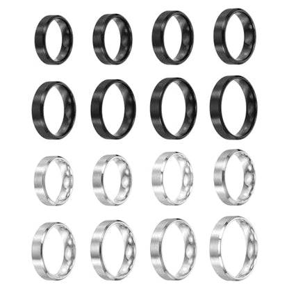 MECCANIXITY Stainless Steel Ring, Plain Ring Blanks Matte Brushed Wedding Bends for Men Women - color: Black/Silver