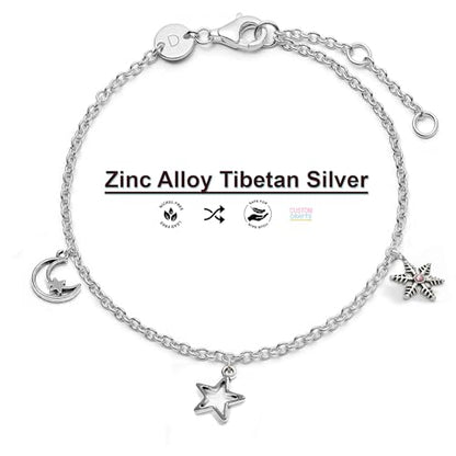 Heather's cf Star Charms for Jewelry Making Silver Tibetan Star Moon Snowflake Pendants Non Tarnish Metal Earring Charm for Bracelets Necklaces Earrings DIY Jewelry Making Supplies - color: Silver Moon - 79Pc