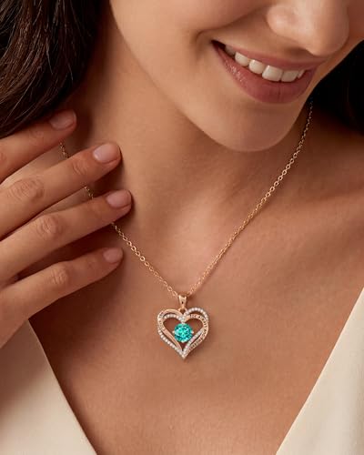 CDE S925 Silver Engraved Forever Love Heart Birthstone Necklaces for Women | 5A CZ,Hypoallergenic,Nickel-Free & Lead-Free Pendant,Anniversary Christmas Wedding Birthday Gift for Wife Girlfriend - color: 12-Dec, style: Rose Gold Plated