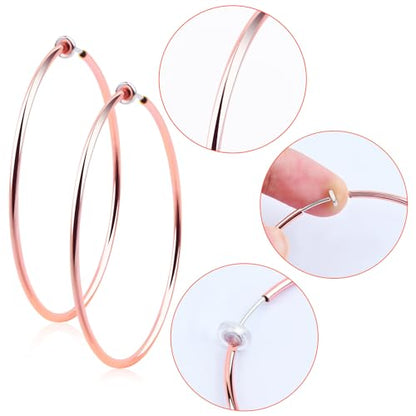 4 Pairs Clip On Hoop Earrings Brass Circle Fake Hoop Spring Earring Clips and 4 Pairs Anti-Pain Earring Pads for Women Non-Pierced Ears, 4 Sizes - color: Gold