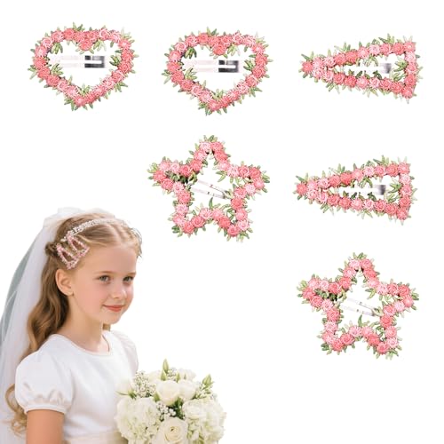 Flower Girl Hair Accessory Clip Side Barrettes for Women Thin Thick Hair Christmas Festival Hair Clips for Women Ladies Decorative Triangle Heart Hairclip Party Favor Barrettes Daily Wear Hairclip - color: Flower Barrette Clip