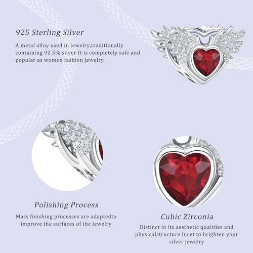 S925 12 Months Birthstone Charm for Pandora Bracelet, Gift on Birthday Christmas Mothers Valentines Anniversary Graduation, for Women Mom Daughter Friend Family Sister Aunt Grandma - color: January