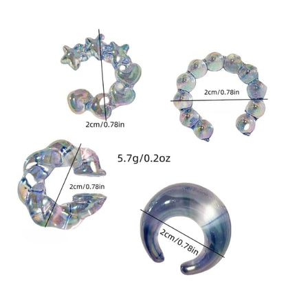 4-Piece No-Piercing-required Ear Cuff Set - Colorful Creative Resin Ear Bone Clips for Women Unique Jewelry for Daily - color: D