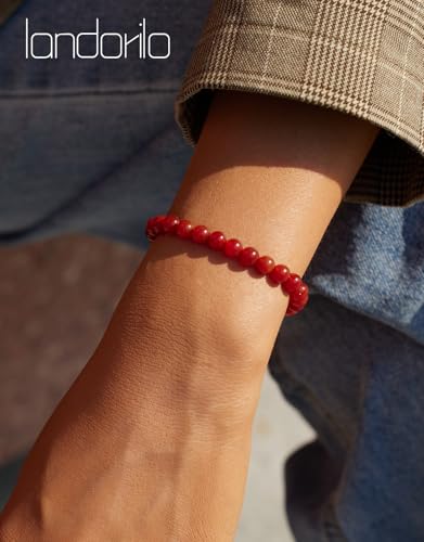 Natural Stone Beaded Bracelets for Men Women, 4mm 6mm 8mm | Healing Crystal, Protection Gemstone, Gift Packaging with Energy Card, Stretch Jewelry, Replacement Beads Included, 18 Stone - color: Carnelian(Luck & Vitality), size: 6mm