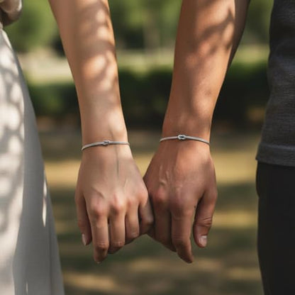 Matching Couple Bracelets – Infinity Promise Love Knot BFF Bracelets for Women & Men, Hypoallergenic Non-Tarnish Friendship Jewelry, Bestie Gifts, Forever Relationship Jewelry for Her/Him - color: Silver