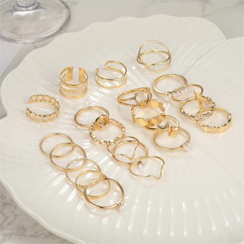 Knuckle Rings Set for Women, Dainty Stackable Midi Rings Simple Stacking Joint Finger Rings Pack Adjustable Cute Butterfly Heart Rings Mixed Size - style: A-22Pcs