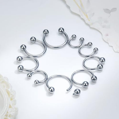 Ruifan 20G 18G 16G 14G 12G 8G 6G 4G 2G Horseshoe Nose Ring Titanium Septum Rings Piercing Jewelry Internally Threaded Gauges Cartilage Conch Helix Rook Lip Tragus Earring Hoop Eyebrow For Women Men - size: Ball: 12G - 16MM