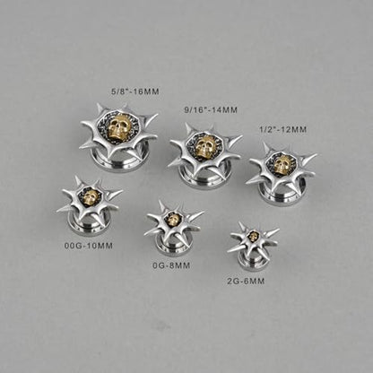 COOEAR Stainless Steel Ear Tunnel and Plug, Flesh Gauges for Earrings, Industrial Gears Design Piercing Expander Stretchers. - color: S8743G, size: 2g (6mm)