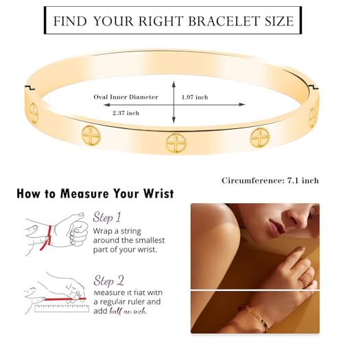 2-Pack Friendship Bracelets for Women, 18K Gold Plated CZ Cuffs - size: Medium