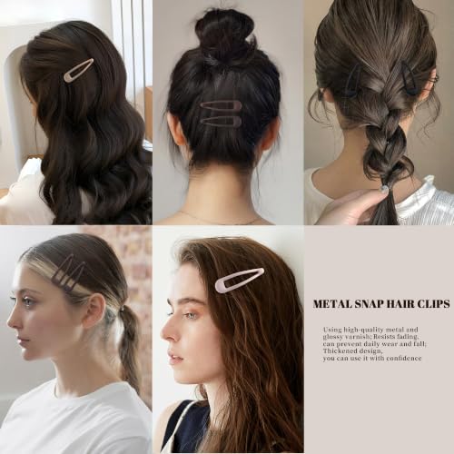 Small Hair Barrettes For Women No Slip Metal Snap Clips For Thin And Fine Hair,Matte Black Brown,20 PCS,1.97 x 0.5 Inch. - color: Matte Black Brown