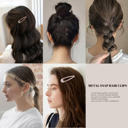 Small Hair Barrettes For Women No Slip Metal Snap Clips For Thin And Fine Hair,Matte Black Brown,20 PCS,1.97 x 0.5 Inch. - color: Matte Black Brown