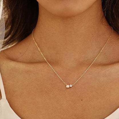 Pearl Necklaces for Women,Dainty Gold Pendant Necklaces Waterproof Jewelry | 14K Gold Plated Pearl Necklaces,Dainty Elegant Wedding Necklace,Small Cute Adjustable Minimalist Necklace,Non Tarnish Jewelry - color: GOLD-9