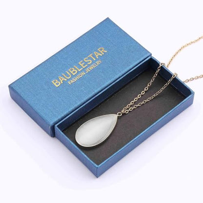 BaubleStar Teardrop Natural Crystal Healing Stone Pendant Necklace | Birthstone Quartz Necklace for Women, Multi-Color Available - color: Translucent White