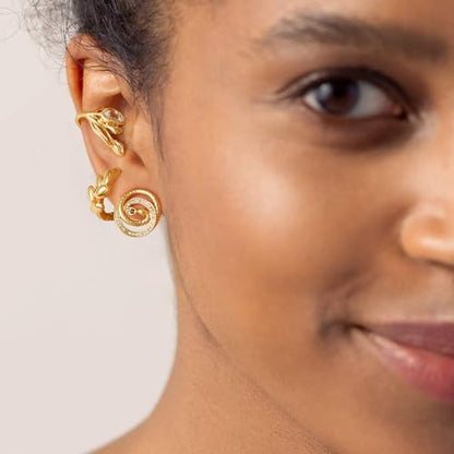 Women Ear Cuff Earring Gold Non Pierced Ear Cartilage Clip on Wrap Hoop 14K Gold Filled Tiny Boho Beach Simple Minimalist Delicate Handmade Hypoallergenic Jewelry Gift-Sold as Single/Pair - style: Tulip Flower / Pair
