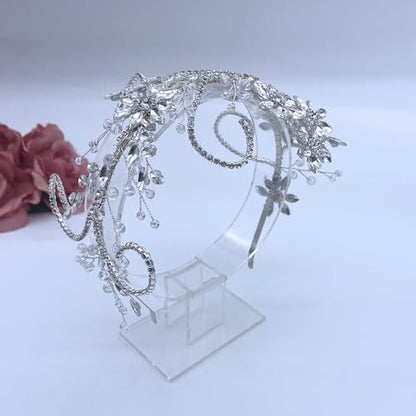 Rhinestone Bride Headband, Wedding Headpiece for Brides, Bridal Hair Accessories(Silver) - color: Silver
