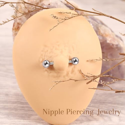 AROWRO Nipple Piercing Jewelry G23 Titanium Nipple Rings Tongue Rings Nipple Bar 14G Internally Threaded Straight Barbells Bridge Piercing Jewelry 12mm-20mm - color: Silver