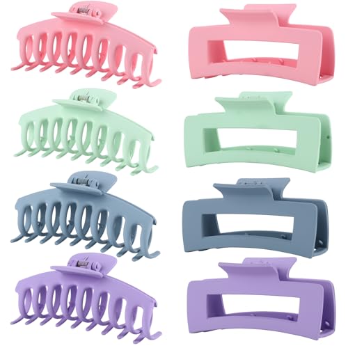LuSeren Colorful Hair Claw Clips for Girls – 4.3 Inch Cute Matte Claw Clips in Pastel Green, Pink, Blue & Purple – Lightweight Strong Hold Hair Accessories for Teens & Women - color: Colorfuls