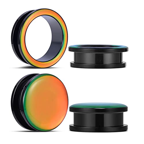 2 Pairs Stainless Steel Black Ear Gauges Retro-reflective Sheeting Tunnels and Plugs. - color: S8552V, size: 22 mm