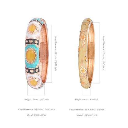 UJOY Womens Multi-Colors Cloisonne Bracelet Plated Flower Hollowed Enameled Hinged Cuff Bangles Jewelry Gift 88A10 - color: 3 Pcs/Set-Yellow-7735