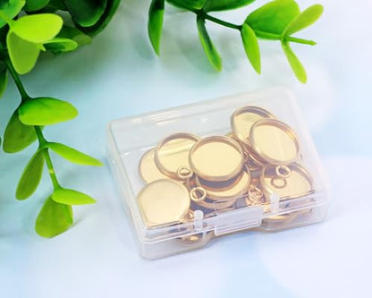 Shapenty Gold Stainless Steel Round Bezel Blanks Pendant Trays for Earrings Bracelet Necklace Keychain DIY Craft Resin Glass Cabochon Jewelry Making Projects Christmas Gift Hanging Charms, 20PCS - size: 12mm