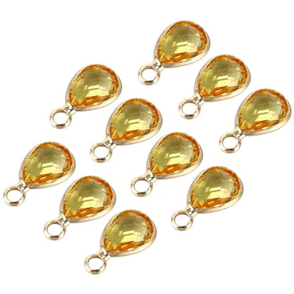 PATIKIL Birthstone Charm Beads Drop Pendant, Handmade Birthstone for Personalized Earrings Bracelet Necklace - color: Golden Tone, size: 0.47" x 0.24"