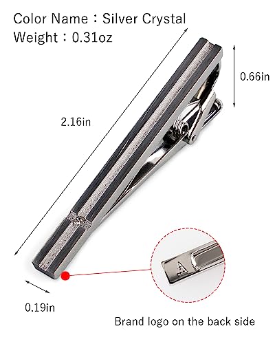 [TAVARAT] Tie Clip Tie Clips for Men Black Silver Tie Bar Tie Pin Tps-032 - style: silver crystal