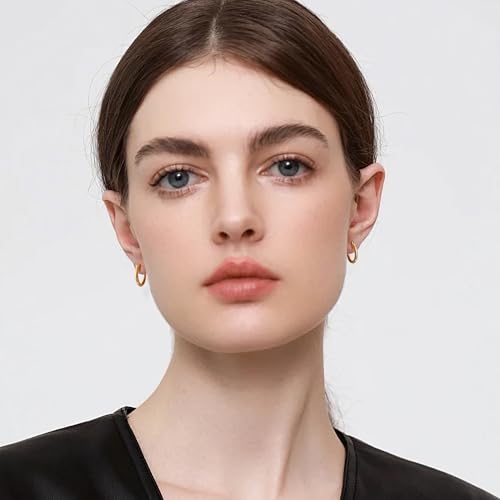 Gold Hoop Earrings for Women 14K Gold Plated | 925 Sterling Silver Post Hypoallergenic Hoop Earrings - color: Gold, size: 20mm
