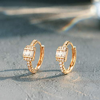 Cubic Zirconia Huggie Earrings 14k Gold Plated Tiny Earrings Small Huggie Hoop Earrings Simple Lightweight Hoops Gift for Women - color: 3Stone