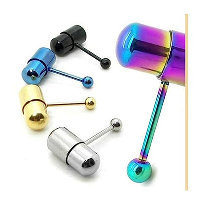 Stainless Steel Vibrating Tongue Ring Barbell Piercing Jewelry Nail Body Piercing Barbell Rings Tongue Piercing Ring
