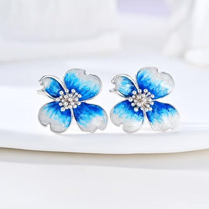 Clip on Earrings Women, 14K Gold Plated Earrings for Sensitive Ears, Fashion Women's Earrings Jewelry Birthday Gift for Wife Grandma Daughter Girls on Christmas Thanksgiving - color: Silver Navy Blue Earrings