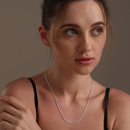LeCalla 925 Sterling Silver Italian Jewelry Adjustable Chain Necklace, Sliding Bolo Chain Necklace for Women Slider Chain 14 to 24 Inch. - color: Snake Chain