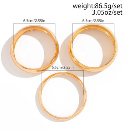 Chunky Gold Bangle Bracelets for Women Stack Wide Wrist Bracelets Gold Stackable Bracelets Jewelry - style: gold 3