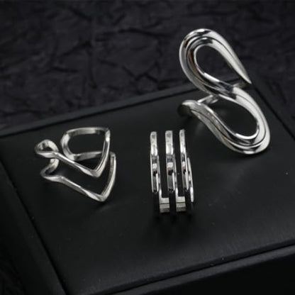 Loqimu 6 Pack Silver Midi Rings Stainless Steel Stackable Rings for Women Open Knuckle Rings Set Wide Irregular Finger Rings for Teen Girls Hug Geometric Fashion Rings Aesthetic Jewelry Gift - color: Silver 2