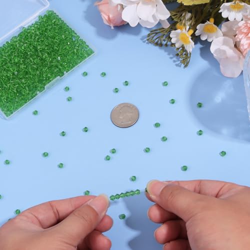1000Pcs 4mm Faceted Crystal Glass Bicone Beads Loose Bead for DIY Bracelet Necklace Earring Keychain Jewelry Making,Grass Green - color: Grass green