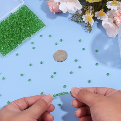 1000Pcs 4mm Faceted Crystal Glass Bicone Beads Loose Bead for DIY Bracelet Necklace Earring Keychain Jewelry Making,Grass Green - color: Grass green