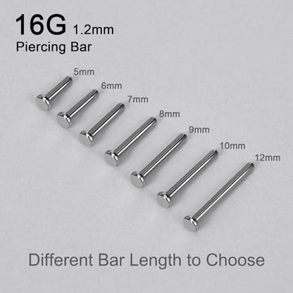 Threadless Bar G23 Titanium 20G 16G 18G Replacement Post Bar Flat Back Stud Earrings for Helix Cartilage Lobe Medusa Labret Nose Tragus Conch Piercing Jewelry - size: 16g 5mm, style: Disc 2.5mm,2Pcs Threadless Bars