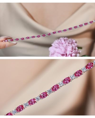 FANCIME Glamour Radiance Sterling Silver Birthstone Tennis Bracelets 7" | Charm Fine Jewelry Birthday Gifts for Women - color: Tourmaline