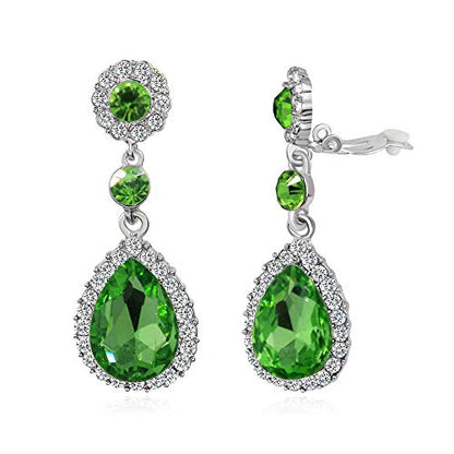 Gorgeous Austrian Crystal Rhinestone Wedding Bridal Teardrop Drop Dangle Earrings - color: Green