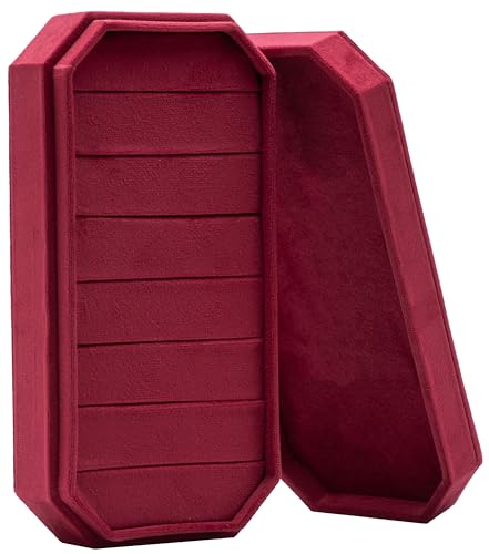 Velvet Ring Organizer Display Tray Jewelry Box Earring Holder Case | for Wedding Birthday Christmas Day (Red) - color: Red