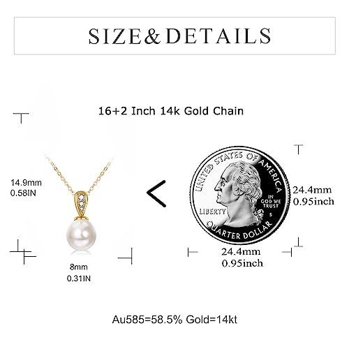 KECHO 14k Gold Pearl Necklace for Women, Freshwater Pearl Pendant Jewelry Wedding Anniversary Birthday Gifts for Her - style: A-Pearl Necklace