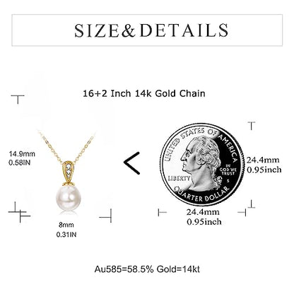 KECHO 14k Gold Pearl Necklace for Women, Freshwater Pearl Pendant Jewelry Wedding Anniversary Birthday Gifts for Her - style: A-Pearl Necklace