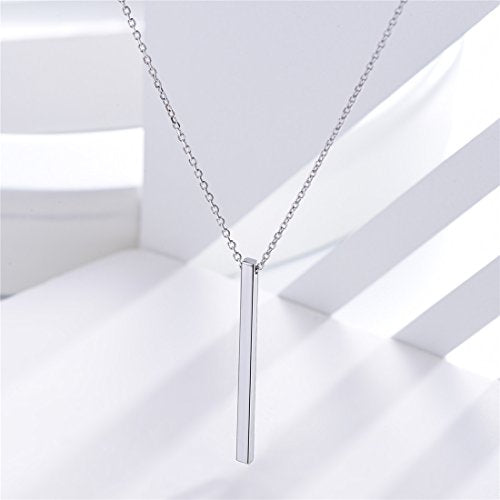 ChicSilver Customizable Vertical Bar Pendant Necklace 925 Sterling Silver Y Necklace Simple Fashion Jewelry Gifts for Women - style: A. 2mm Vertical Bar-Silver