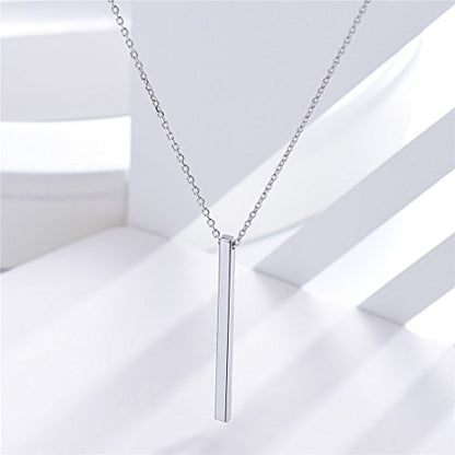 ChicSilver Customizable Vertical Bar Pendant Necklace 925 Sterling Silver Y Necklace Simple Fashion Jewelry Gifts for Women - style: A. 2mm Vertical Bar-Silver