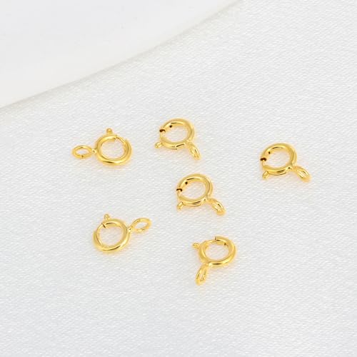 18K Gold Necklace Clasps for Jewelry Making - 5mm Spring Ring Clasps | Jewelry Clasps and Closures, 4mm Sterling Silver Jump Rings, Bracelet for DIY Jewelry Making Supplies - color: Gold